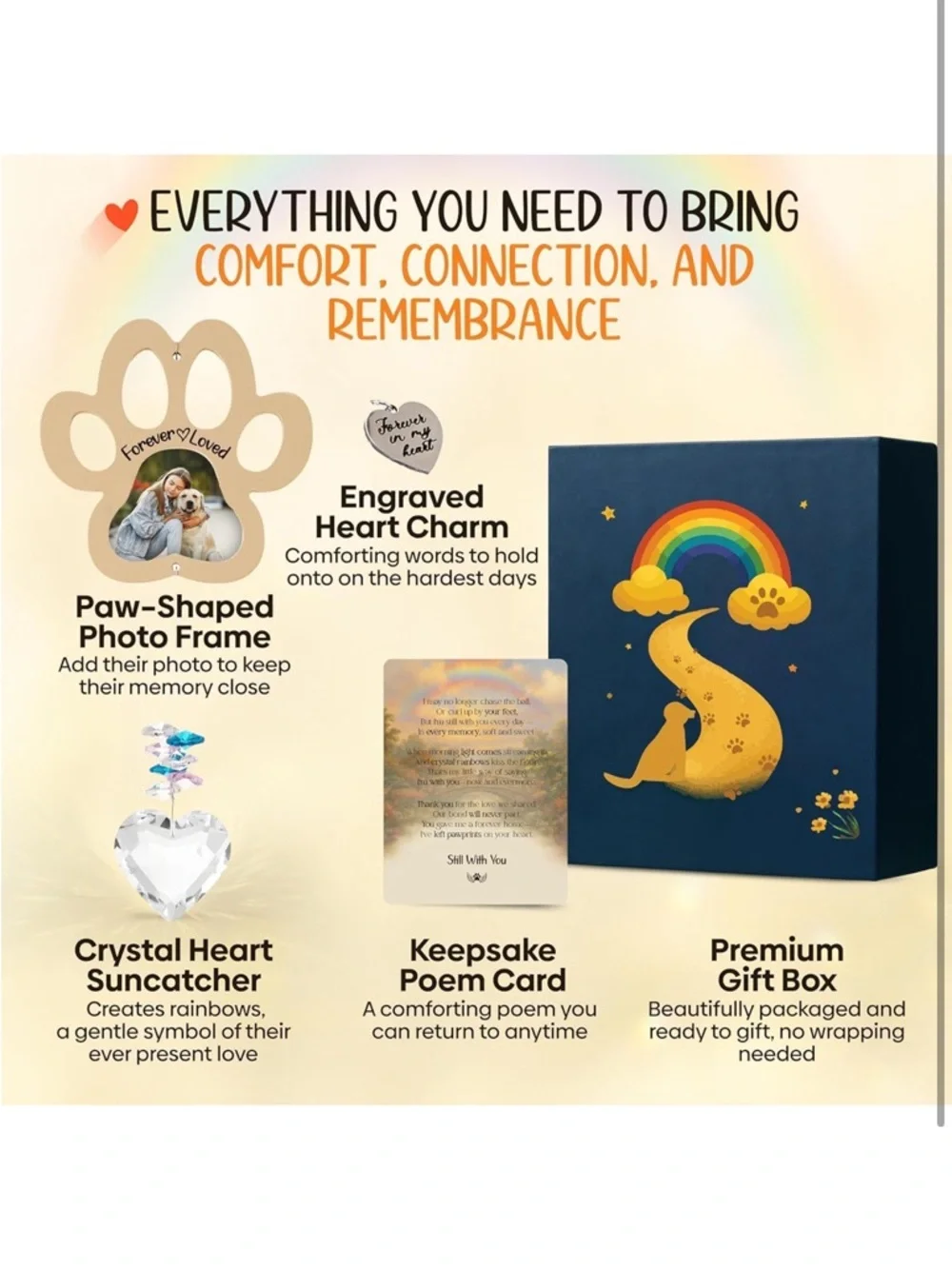 Pet Memorial Crystal Suncatcher with DIY Photo Insert, Personalized Sympathy - Picture 6 of 9